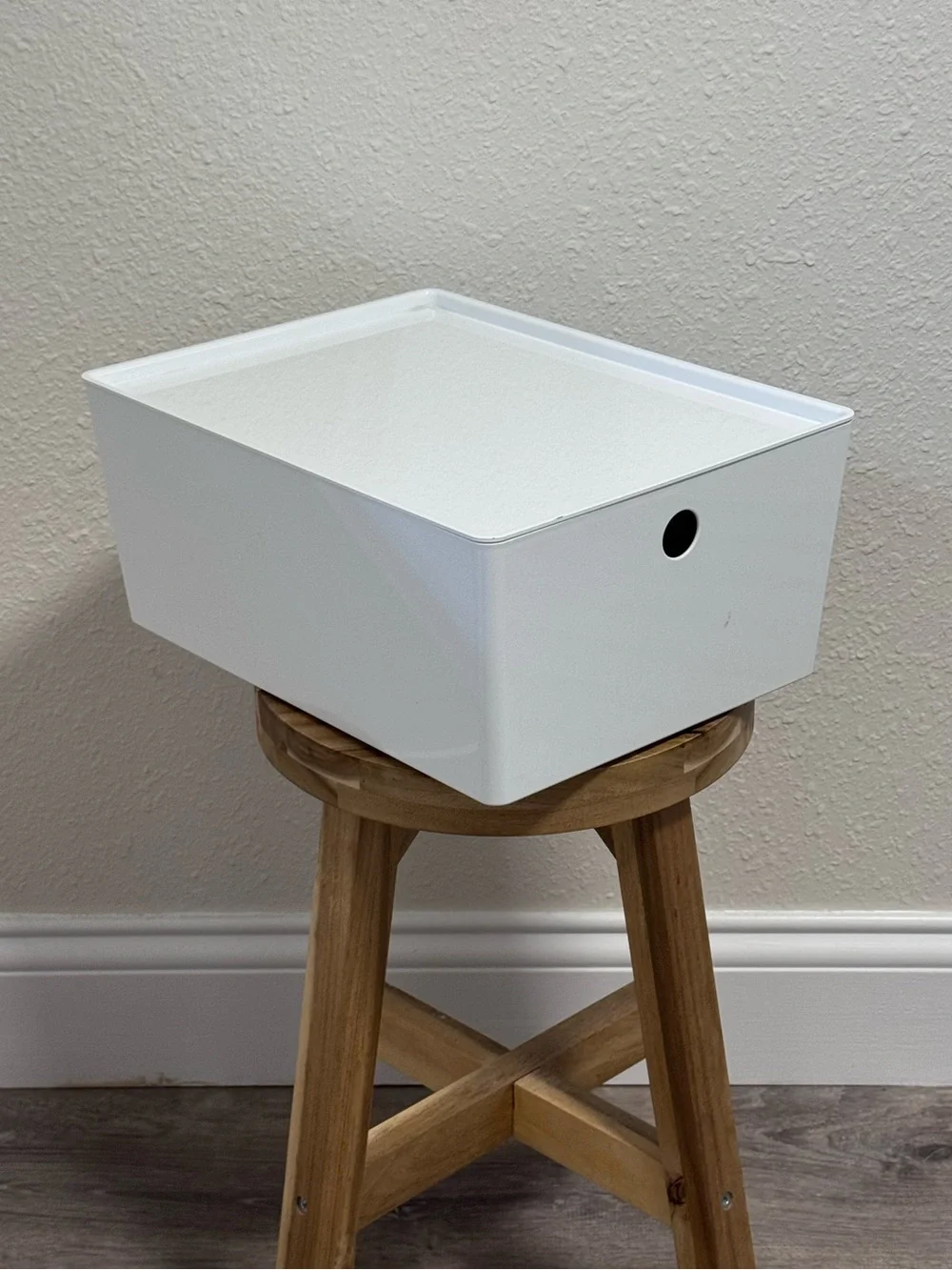IKEA KUGGIS Storage Box with Lid White Minimalist Home Office Organizer